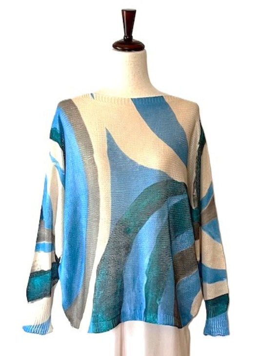 Italian Knit Sweater, Great Color and Light Weight. (Multi Wavy)
