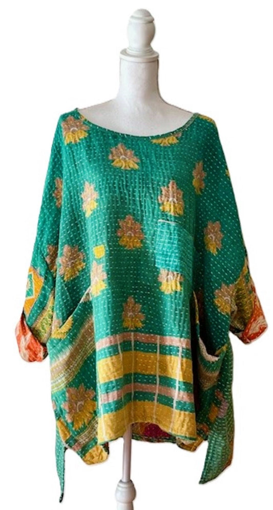 Kantha Bae Midi Muu Tunic (Green Abstract)