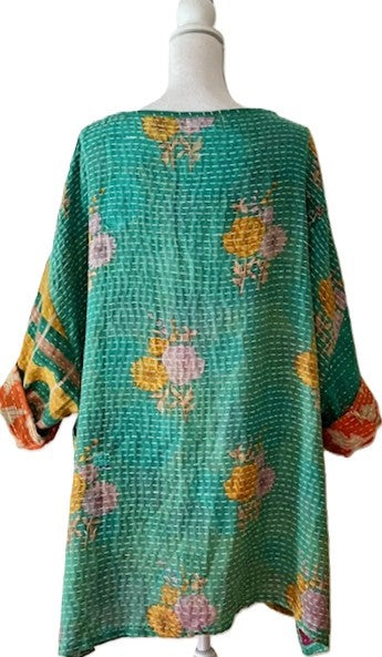 Kantha Bae Midi Muu Tunic (Green Abstract)