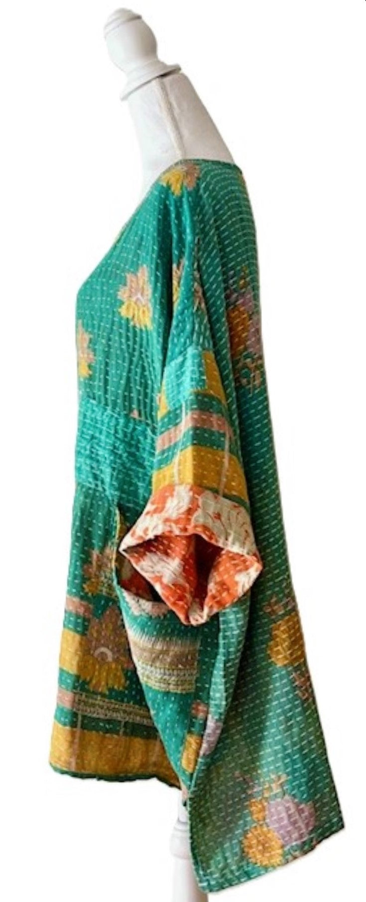 Kantha Bae Midi Muu Tunic (Green Abstract)