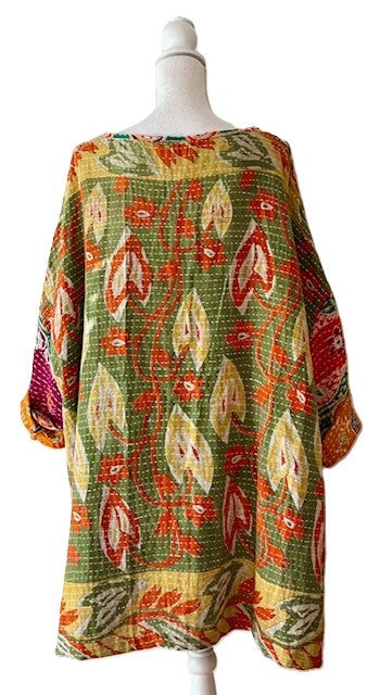 Kantha Bae Midi Muu Tunic (Multi Color Abstract)