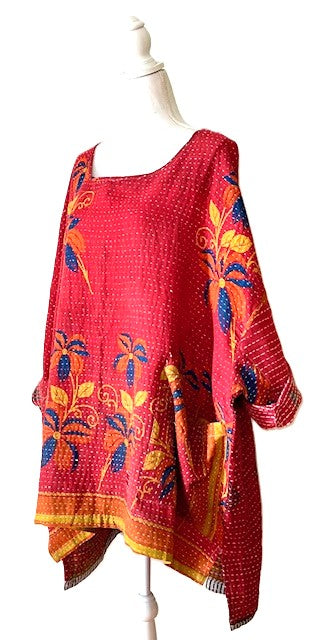 Kantha Bae Midi Muu Tunic (Floral Pink)