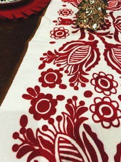 Luxurious Double-Sided Tweed Table Runner Embroidered To Perfection. Gorgeous.