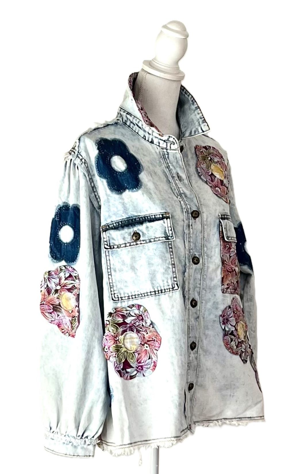 Floral Patch Detail Denim Jacket. It's Love At First Sight.