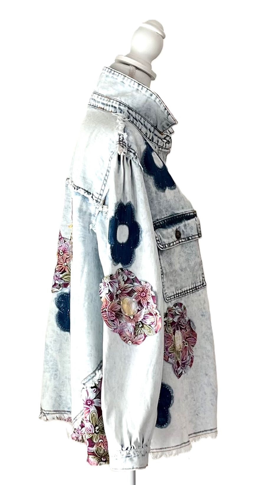 Floral Patch Detail Denim Jacket. It's Love At First Sight.