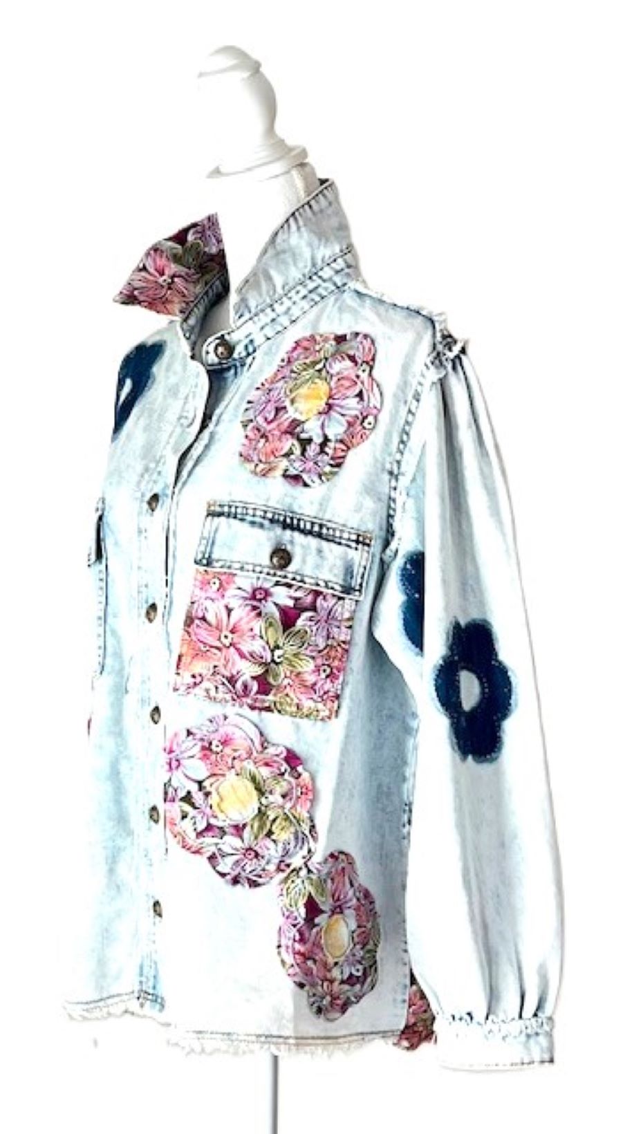 Floral Patch Detail Denim Jacket. It's Love At First Sight.