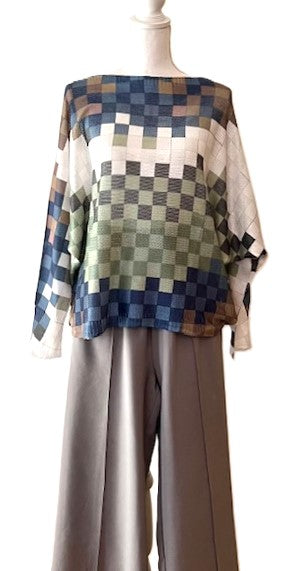 Italian Knit Checkered Sweater (Olive)