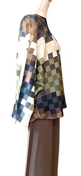 Italian Knit Checkered Sweater (Olive)