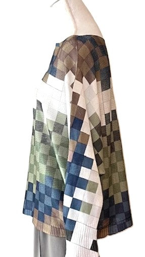 Italian Knit Checkered Sweater (Olive)