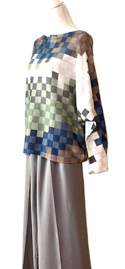 Italian Knit Checkered Sweater (Olive)