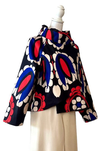 Lively Short Designer Jacket Direct From Europe. (Red Abstract)