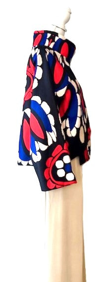 Lively Short Designer Jacket Direct From Europe. (Red Abstract)