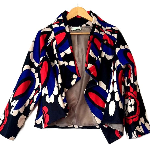 Lively Short Designer Jacket Direct From Europe. (Red Abstract)