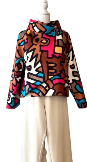 Lively Short Designer Jacket Direct From Europe. (Camel Abstract)