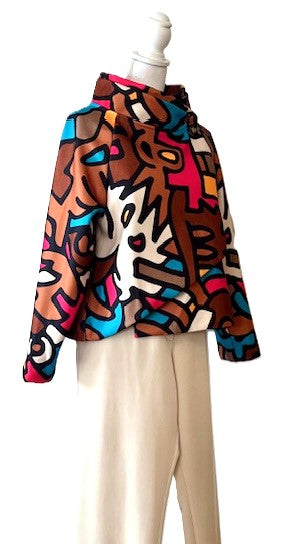 Lively Short Designer Jacket Direct From Europe. (Camel Abstract)