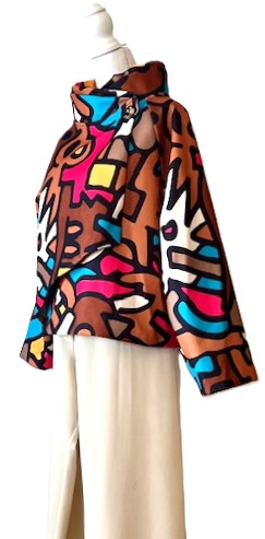 Lively Short Designer Jacket Direct From Europe. (Camel Abstract)