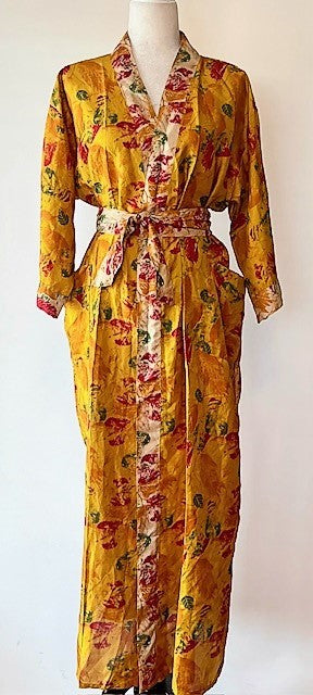 Striking Silk Kimono Duster Is Alive With Color (Maize)