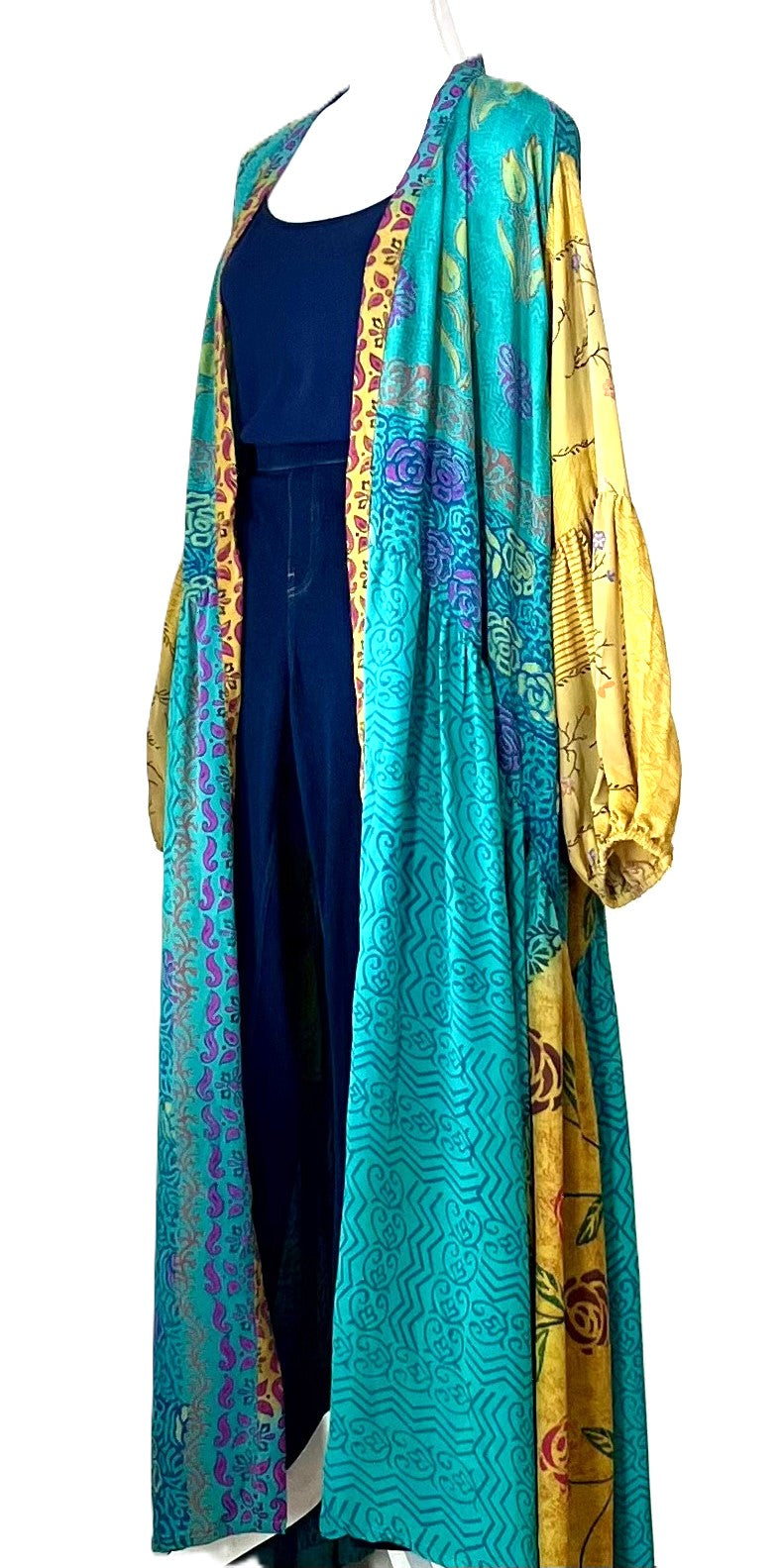 Kantha Bae New Evermore Silk Kimono Is Luxurious and Romantic (Turquoise)