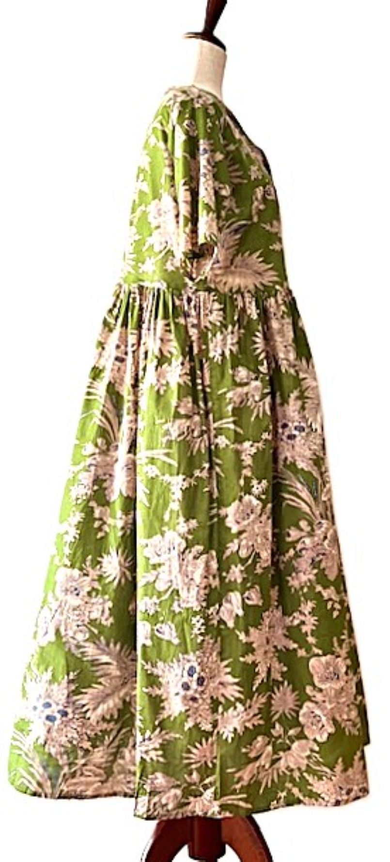 Dresses: New Floral Cotton Handblock Midi. Perfect For Fall. (Avocado)