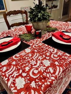 Block Printed Homestead Tablecloth Creates An Inviting Environment For All Occasions