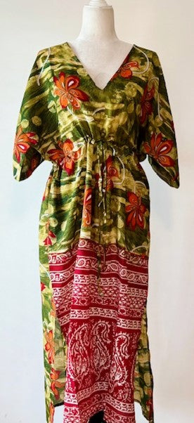 Handmade Silk Caftan Captures The Essence Of A Beach Vacation.