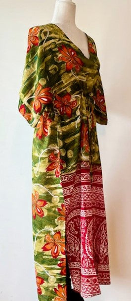 Handmade Silk Caftan Captures The Essence Of A Beach Vacation.