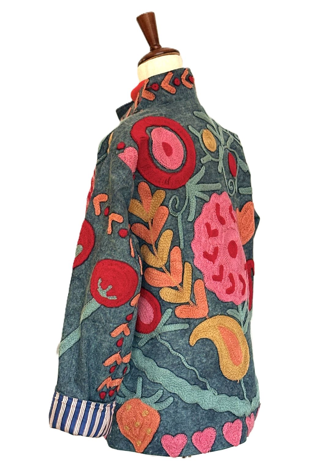 Jacket, Blue Denim, Hand-Embroidered Suzani Jacket Is Exceptional