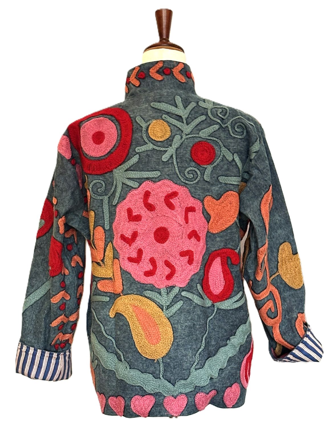 Jacket, Blue Denim, Hand-Embroidered Suzani Jacket Is Exceptional