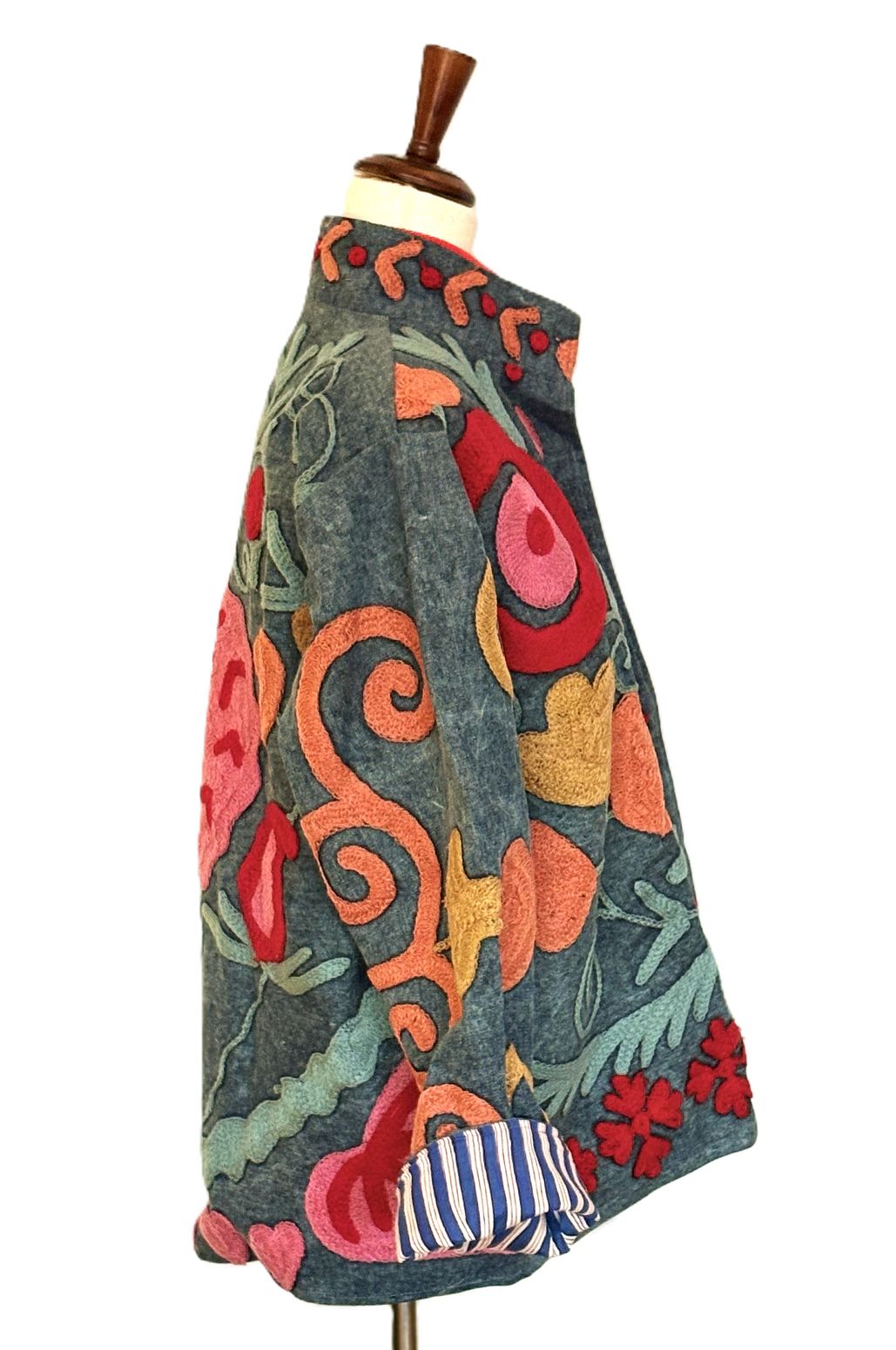 Jacket, Blue Denim, Hand-Embroidered Suzani Jacket Is Exceptional