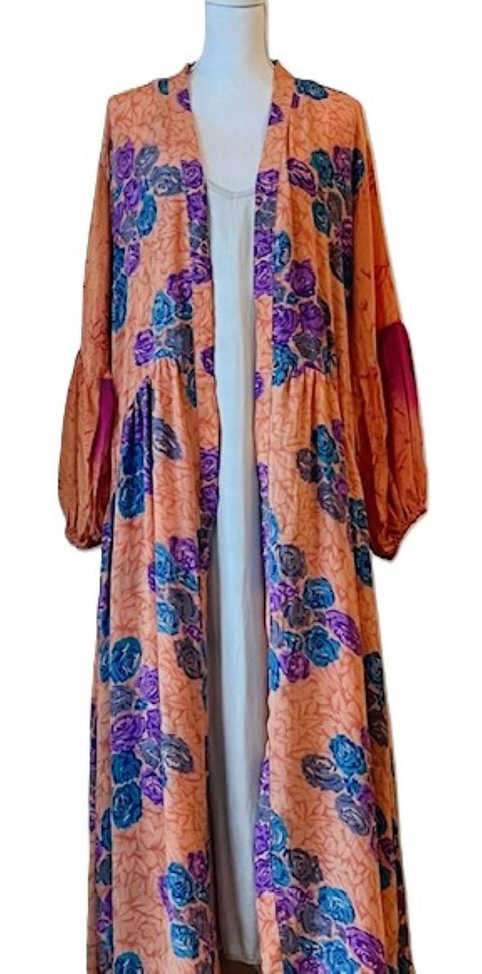 Kantha Bae New Evermore Silk Kimono Is Luxurious and Romantic (Peach)