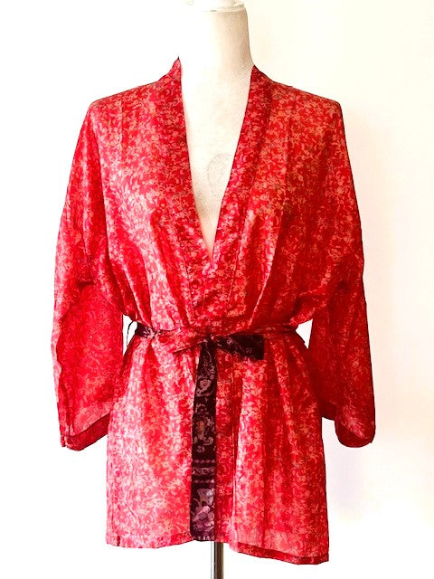 The Accessory In Demand, Silk Short Kimono Duster. A Beauty (Cinnamon)