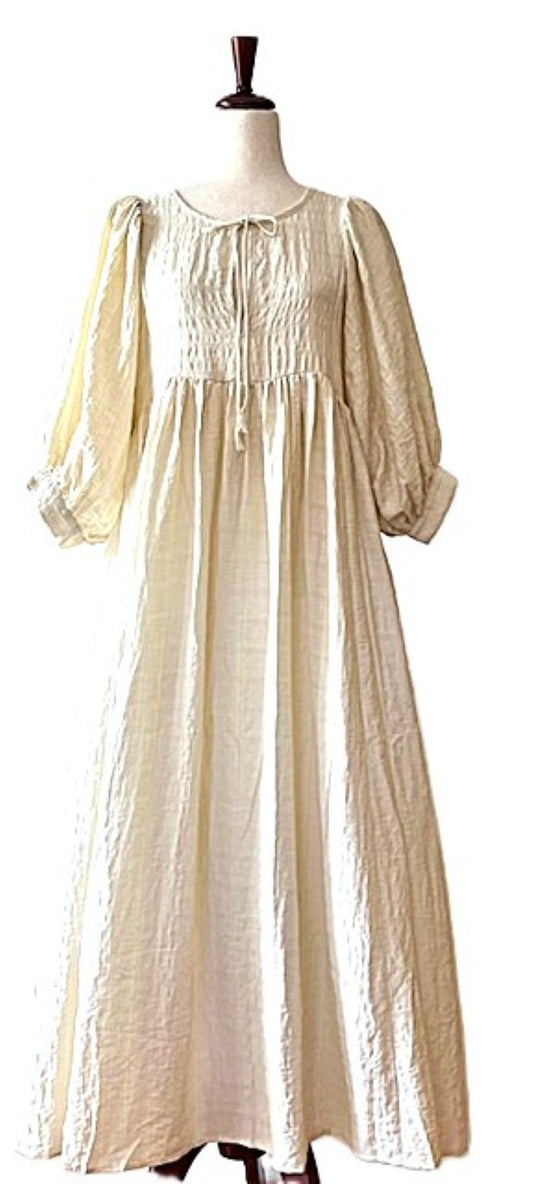 Cotton Handblock Midi Dress in Desert Bloom Print(Tan)