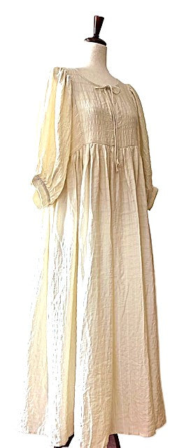 Cotton Handblock Midi Dress in Desert Bloom Print(Tan)