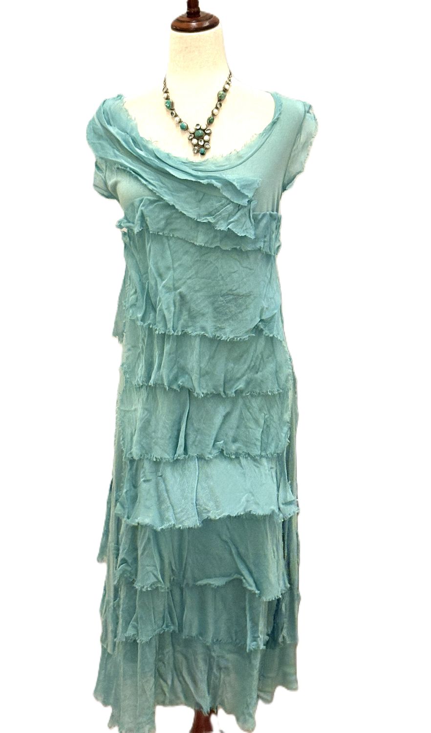 Dresses, Linen and Silk Italian Collection Tiered Midi Length Is Stylish (3 Colors)