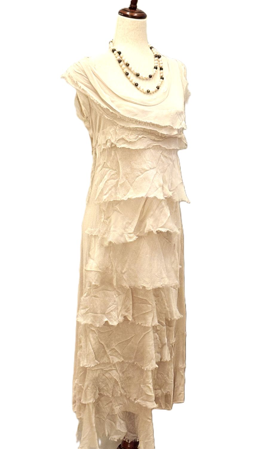 Dresses, Linen and Silk Italian Collection Tiered Midi Length Is Stylish (3 Colors)