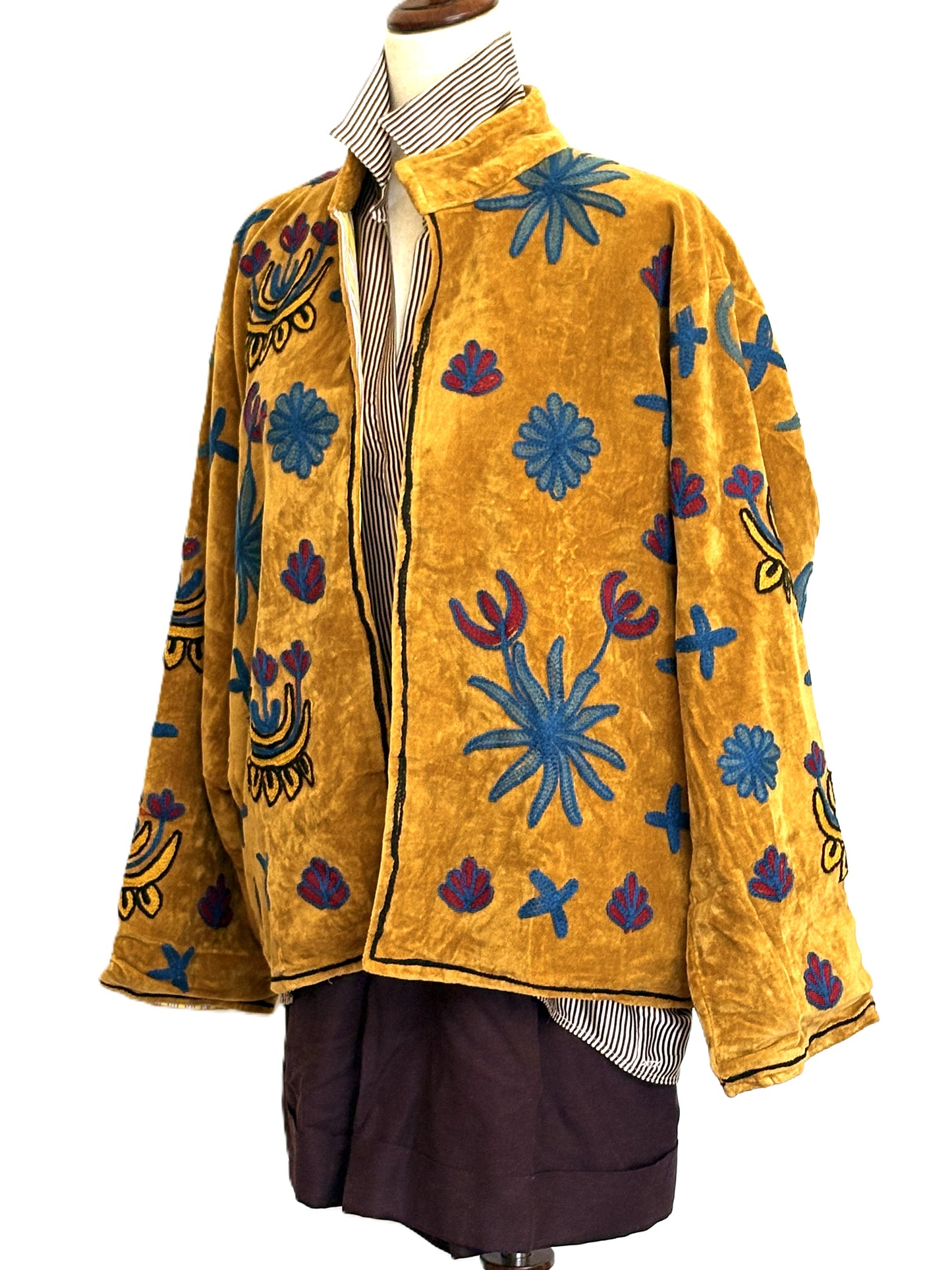 Jacket,  Wearable Art In This Boho Celestrial Velvet Jacket.(Mustard)