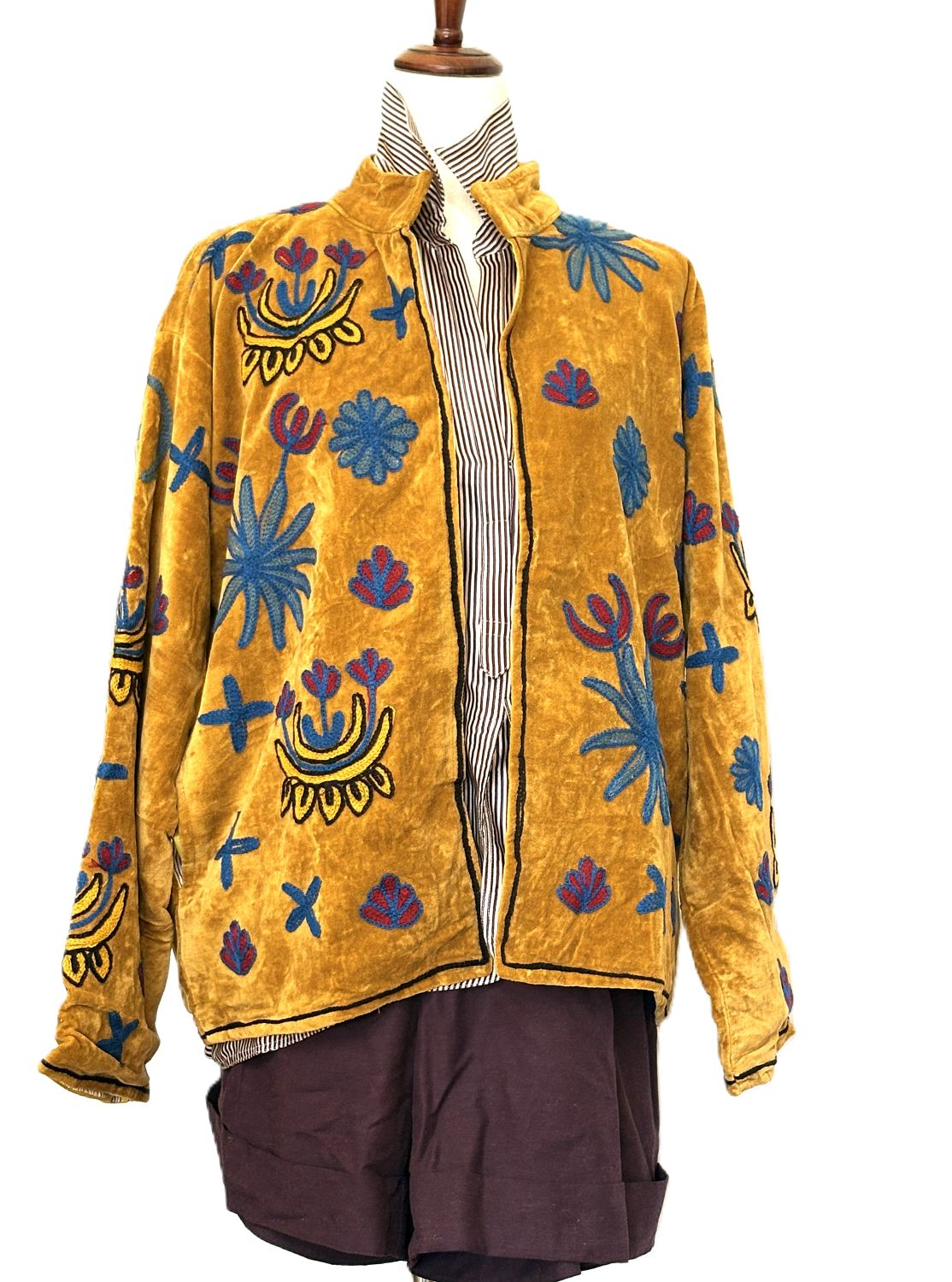 Jacket,  Wearable Art In This Boho Celestrial Velvet Jacket.(Mustard)