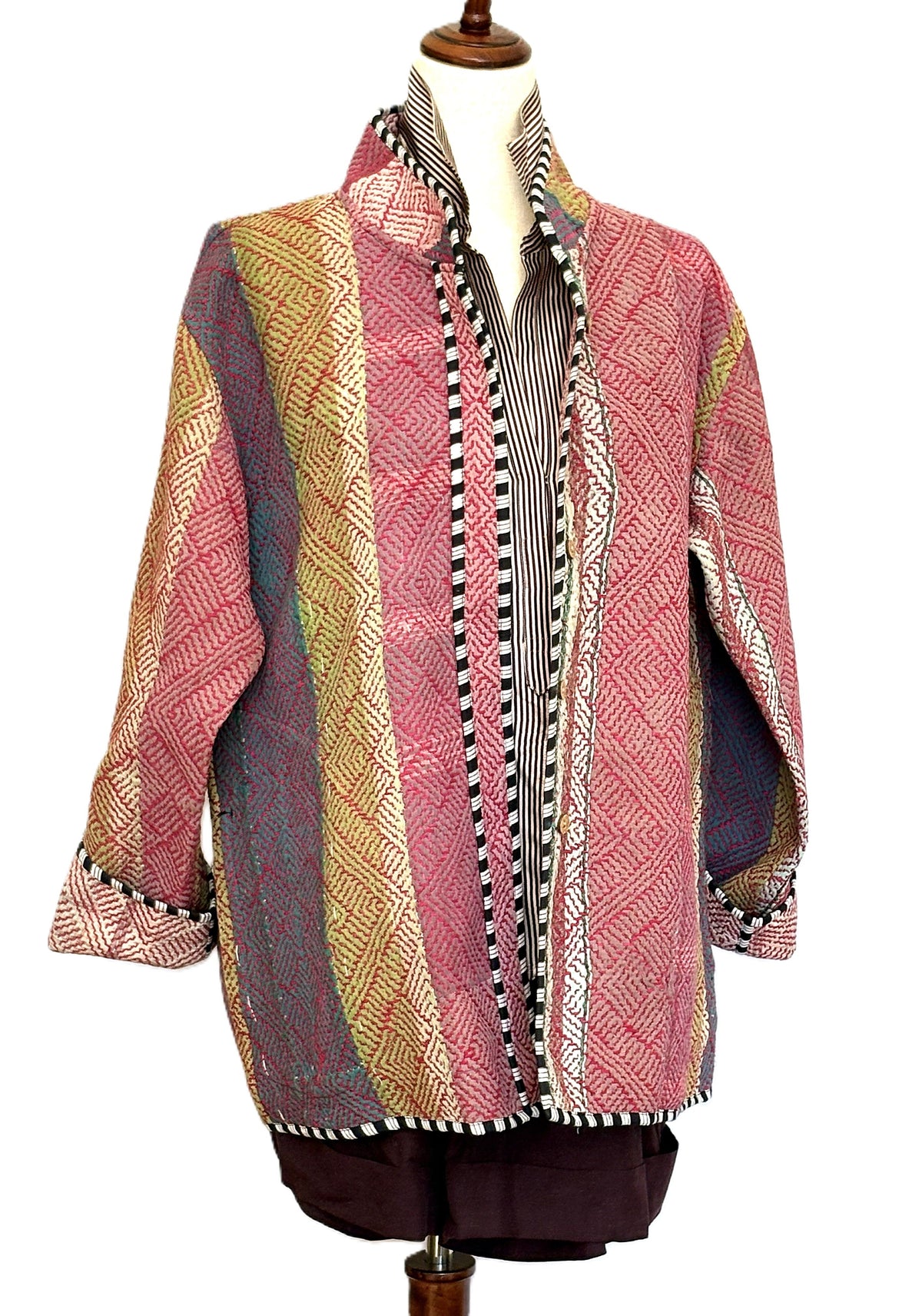 Patchwork Blanket Coat, Handmade Mixed Print Kimono Jacket. Fully Reversible.