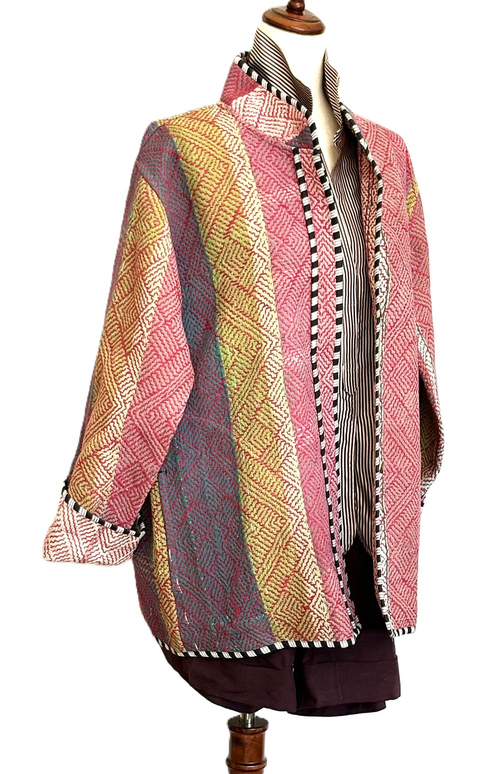 Patchwork Blanket Coat, Handmade Mixed Print Kimono Jacket. Fully Reversible.