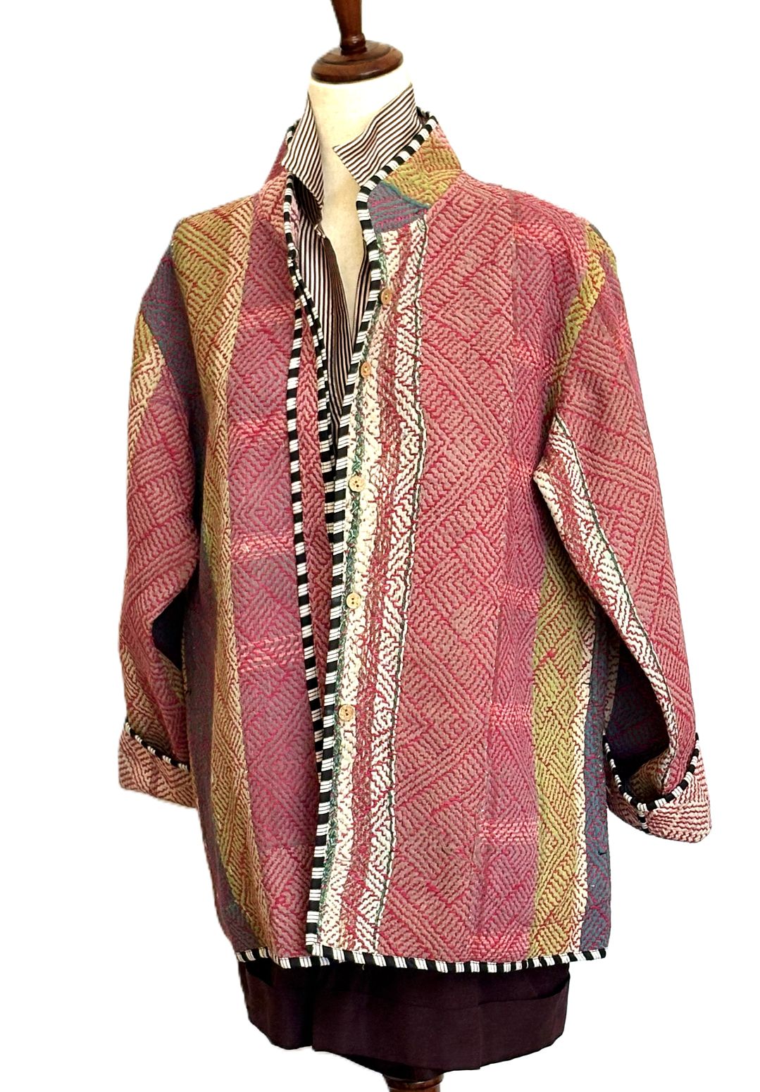 Patchwork Blanket Coat, Handmade Mixed Print Kimono Jacket. Fully Reversible.