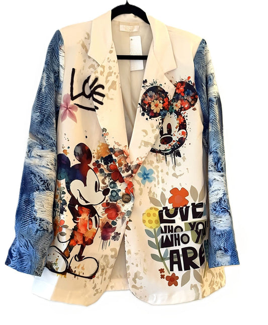 Contemporary One Size Italian "Mickey" Printed Blazer. Best Seller