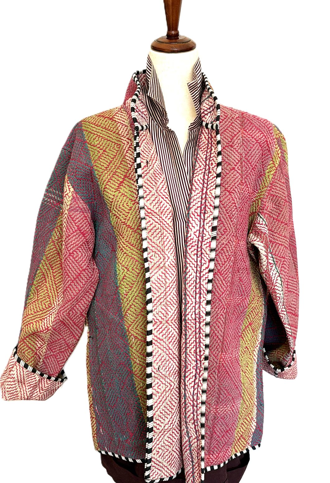 Patchwork Blanket Coat, Handmade Mixed Print Kimono Jacket. Fully Reversible.