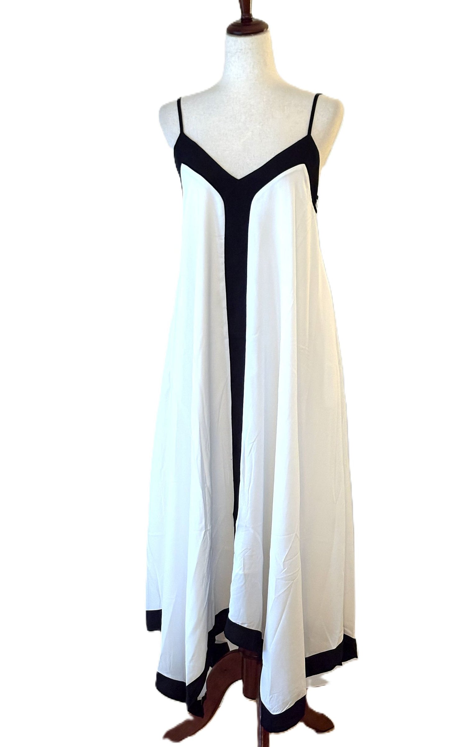 Dresses, Strappy Minimalistic Maxi Slims The Figure (White Black)