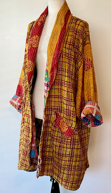 Kantha Bae Reversible Boho Blazer (Yellow/Orange)