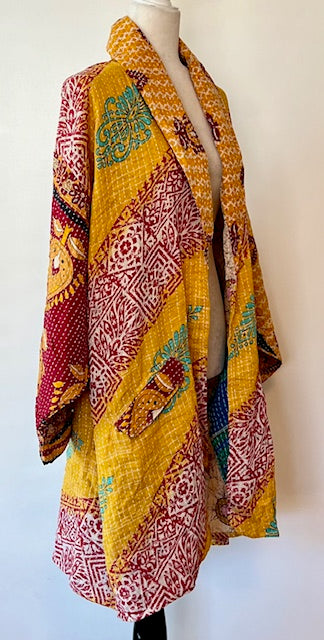 Kantha Bae Reversible Boho Blazer (Yellow/Maroon )