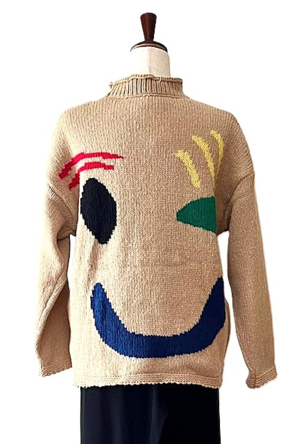 Contrast Smiley Face Happy Sunday Feel Good Knit Sweaters (3 Colors)