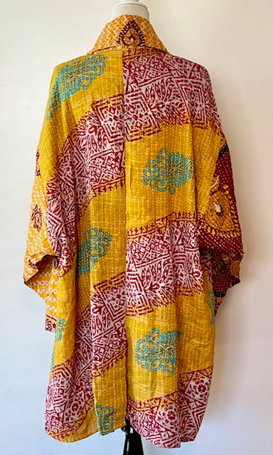 Kantha Bae Reversible Boho Blazer (Yellow/Maroon )