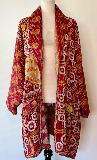 Kantha Bae Reversible Boho Blazer (Swirly Squares )