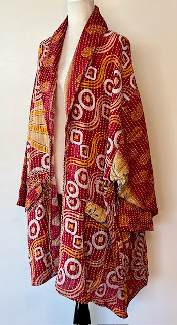 Kantha Bae Reversible Boho Blazer (Swirly Squares )