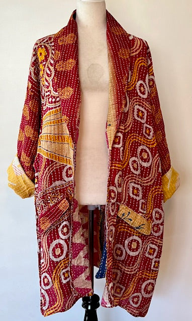 Kantha Bae Reversible Boho Blazer (Swirly Squares )